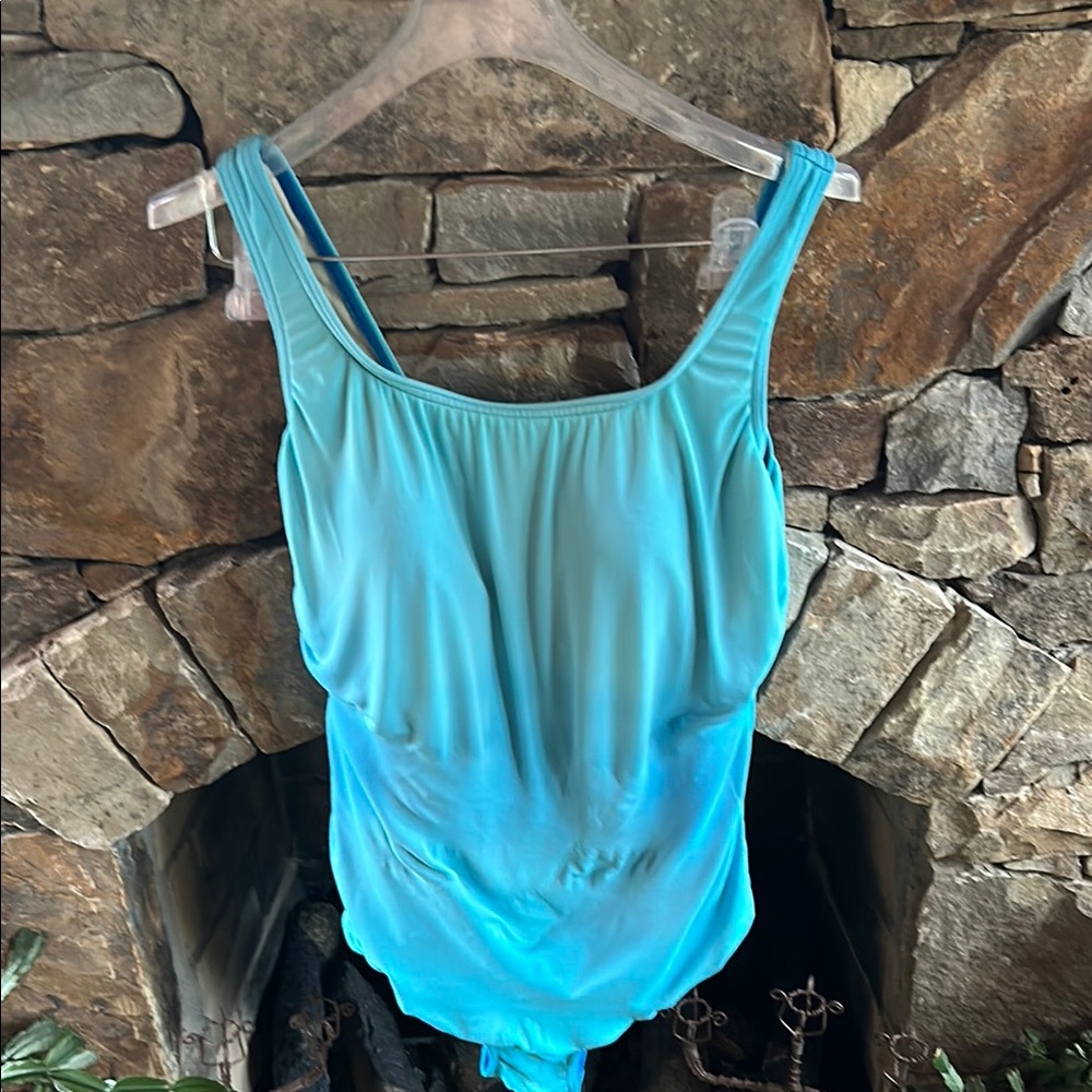 Women's Land’s End Turquoise Blue One-Piece Size 12 Swimsuit